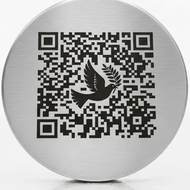QR-Code-Plakette mit Taube für Grabstein